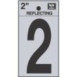 Address Numbers,  2 , Reflective Black Silver Vinyl, Adhesive, 1-In. For Discount