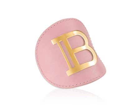 BALMAIN HAIR plaukų segtukas   Genuine Pink Leather Hair Clip Golden logo Vintage +dovana 85 eur vertės Balmain krepšys Sale