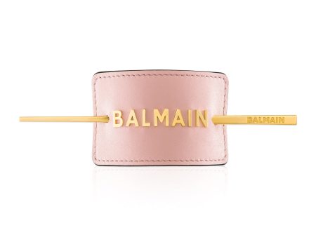 BALMAIN HAIR plaukų segtukas   Pastel Pink Embossed Hair Barrette Golden logo Vintage +dovana 85 eur vertės Balmain krepšys Hot on Sale