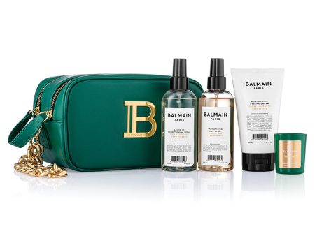 BALMAIN HAIR dovanų krepšelis   Luxury Pouch Green & Gold FW22 +dovana 85 eur vertės Balmain krepšys Online now