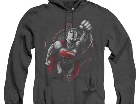 SUPERMAN : PROPAGANDA SUPERMAN ADULT HEATHER HOODIE BLACK SM on Sale