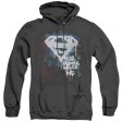 SUPERMAN : REAL HEROES NEVER DIE ADULT HEATHER HOODIE BLACK 2X Cheap