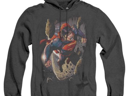 SUPERMAN : ORBIT ADULT HEATHER HOODIE BLACK LG on Sale