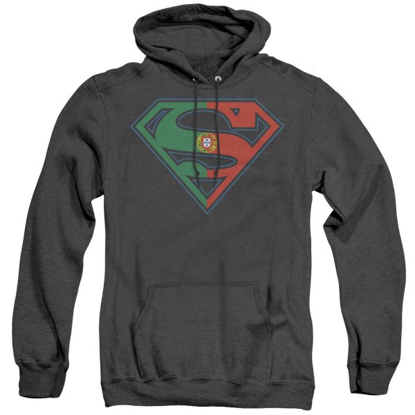 SUPERMAN : PORTUGAL SHIELD ADULT HEATHER HOODIE BLACK MD Online Sale