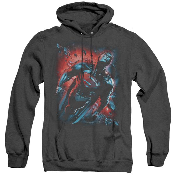 SUPERMAN : RED SUN ADULT HEATHER HOODIE BLACK XL For Discount