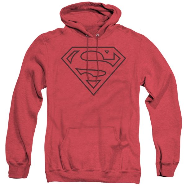 SUPERMAN : RED AND BLACK SHIELD ADULT HEATHER HOODIE RED 2X Sale