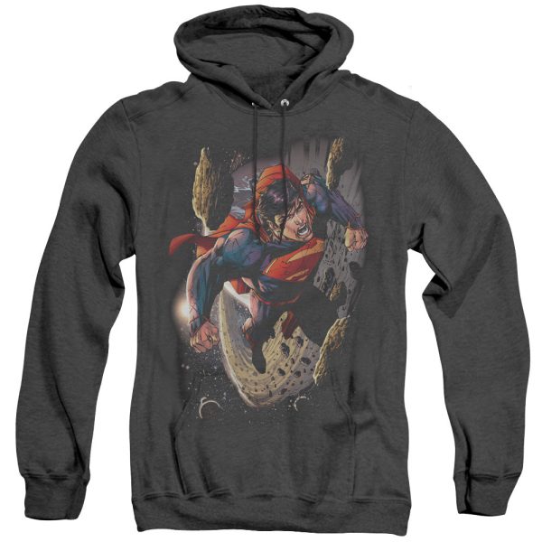 SUPERMAN : ORBIT ADULT HEATHER HOODIE BLACK 3X Fashion