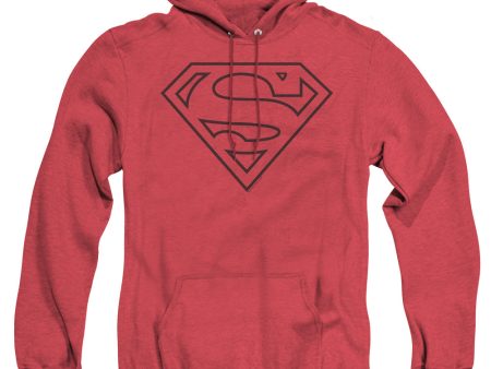 SUPERMAN : RED AND BLACK SHIELD ADULT HEATHER HOODIE RED 3X Fashion