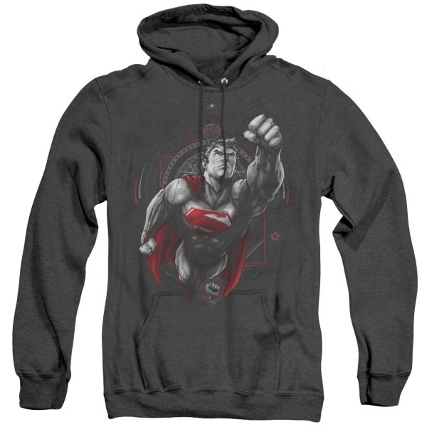 SUPERMAN : PROPAGANDA SUPERMAN ADULT HEATHER HOODIE BLACK 2X on Sale