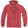 SUPERMAN : RED AND BLACK SHIELD ADULT HEATHER HOODIE RED MD Hot on Sale