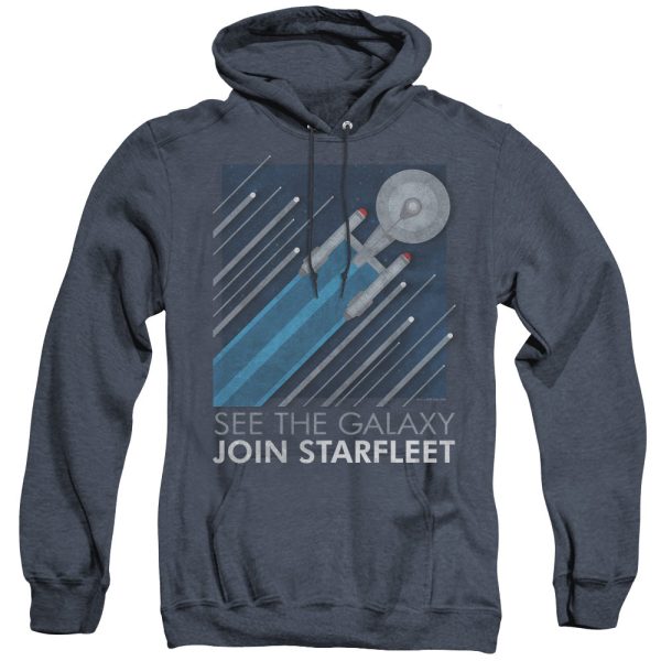 STAR TREK : STARFLEET RECRUITMENT POSTER ADULT HEATHER HOODIE NAVY SM Cheap